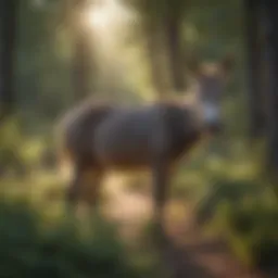 A burro grazing in a verdant forest, showcasing its role in land management