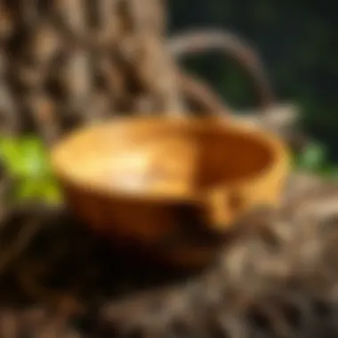 Exquisite Grain of Koa Wood Bowl A beautifully crafted Hawaiian koa bowl showcasing the natural grain patterns of the wood