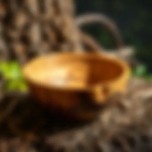 Exquisite Grain of Koa Wood Bowl A beautifully crafted Hawaiian koa bowl showcasing the natural grain patterns of the wood