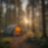 A picturesque campsite during sunset with a camp host's tent