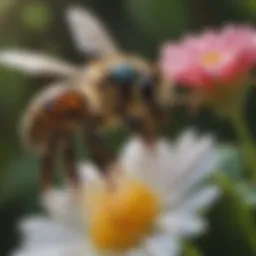 Close-up of a bee collecting nectar from a flower