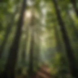 A dense forest canopy absorbing sunlight