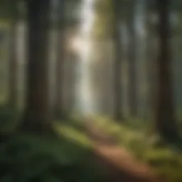 A lush green forest showcasing diverse tree species