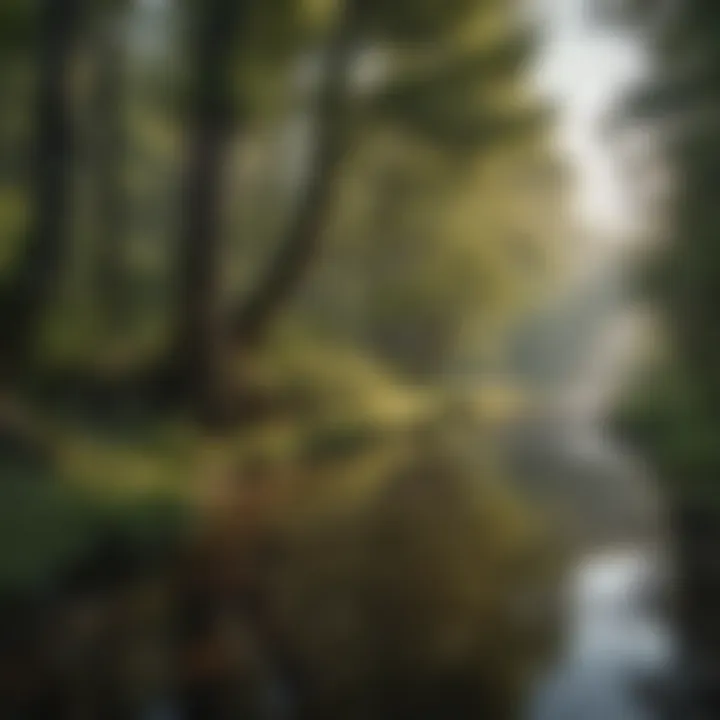 A serene waterway flowing through a vibrant ecosystem