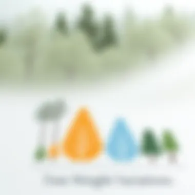 Comparative Weight Variations in Tree Species Diagram comparing weight variations among different tree species