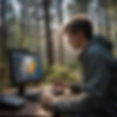 Researcher Evaluating Weather Data Researcher analyzing weather data on a computer
