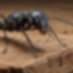 Close-up of carpenter ant on wood
