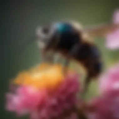 Carpenter Bee Pollinating a Flower Close-up of a carpenter bee on a flower