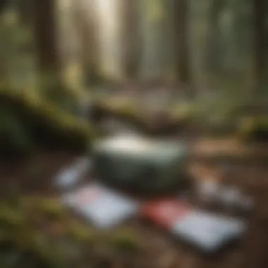 Applications of First Aid Kits in Outdoor Activities Outdoor setting with first aid kit in use