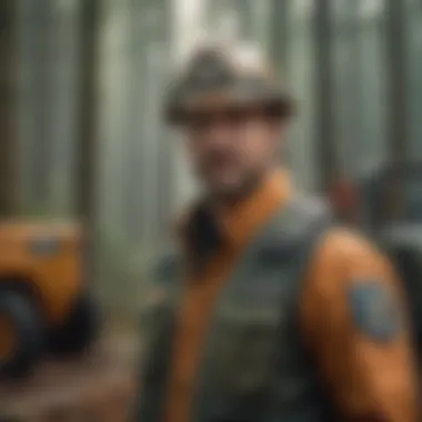 Different types of forestry guards displayed in a workshop
