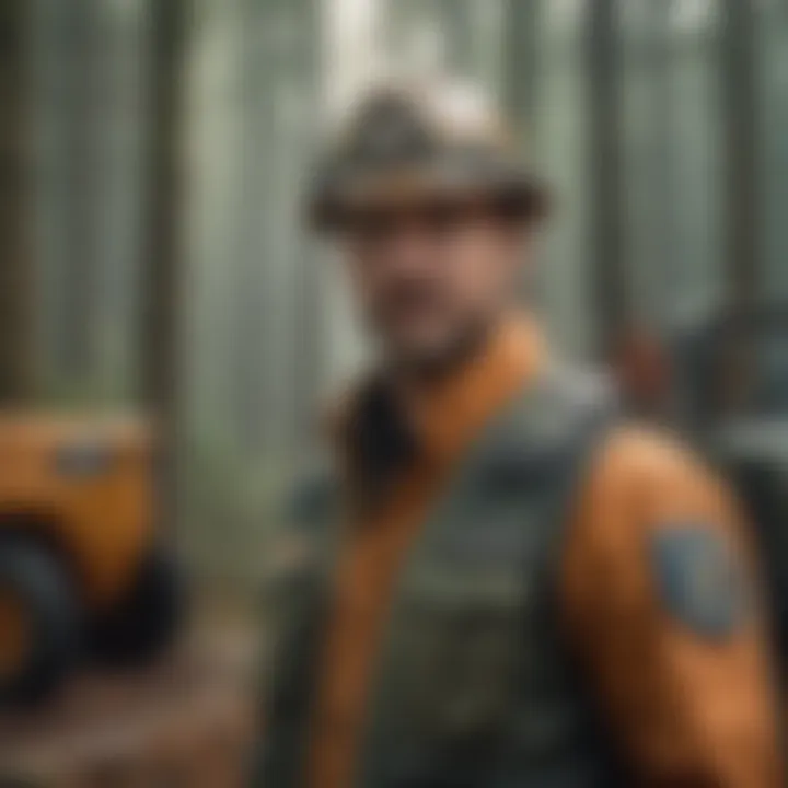 Different types of forestry guards displayed in a workshop