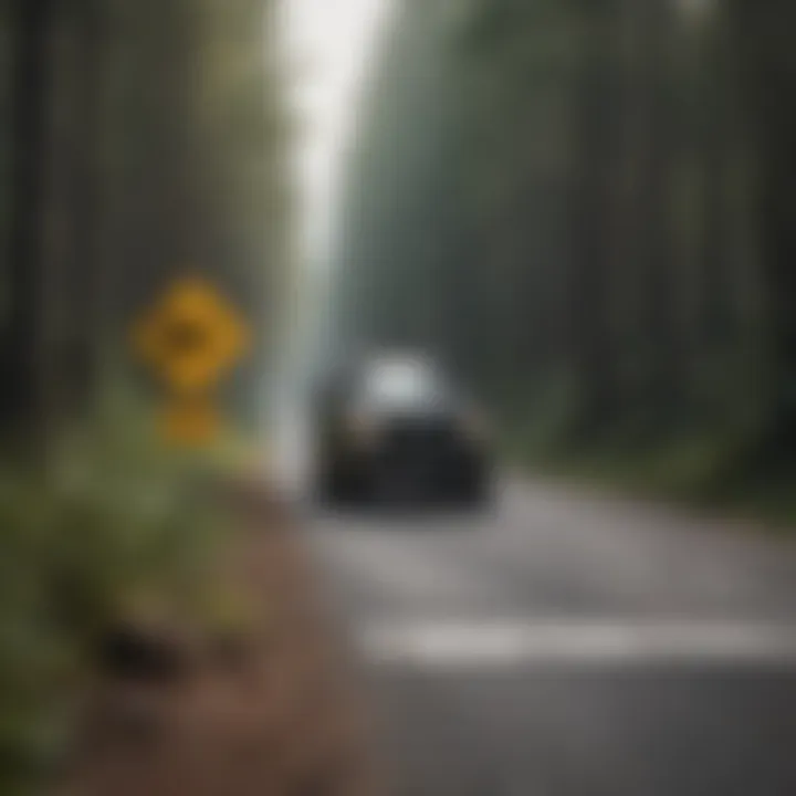 Placement of hazardous vehicle signs along a forestry road