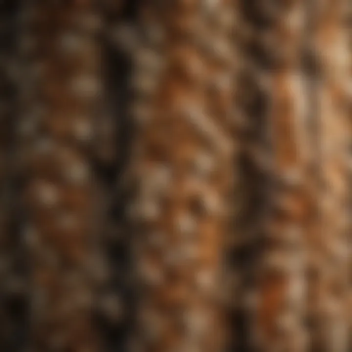 A close-up view of the pop corn tree's unique bark texture, highlighting its ecological traits.