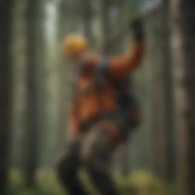 Proper usage of safety harness during tree trimming