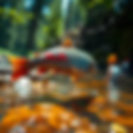 Vibrant salmon swimming upstream in a natural river habitat