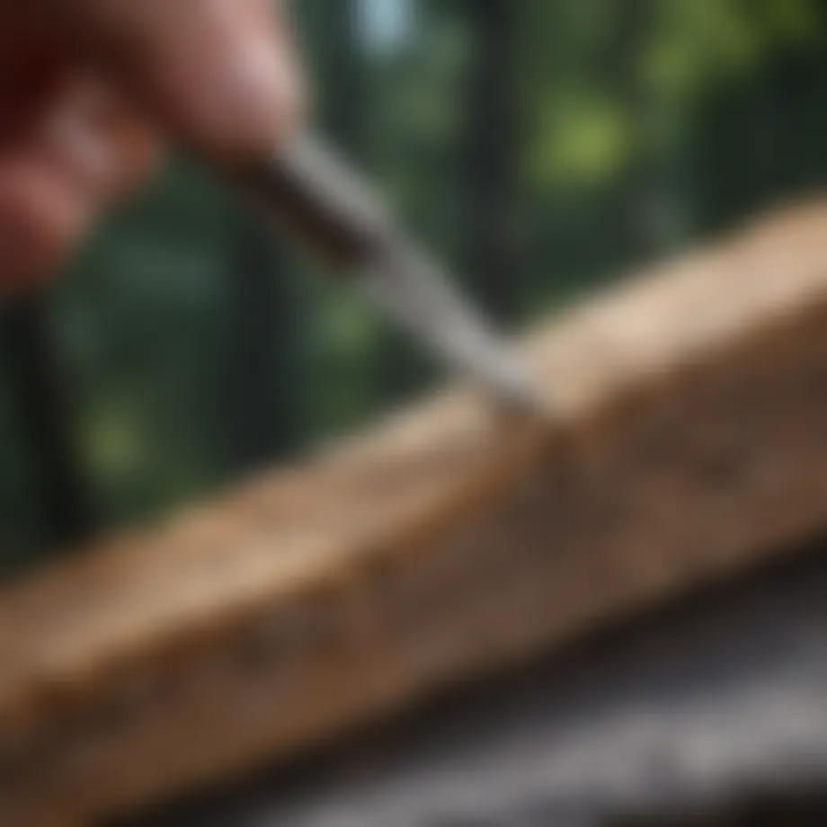 Detailed view of a tooth setting tool with precise measurements