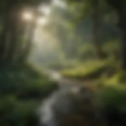 Scenic view of a national park showcasing lush greenery and diverse wildlife.