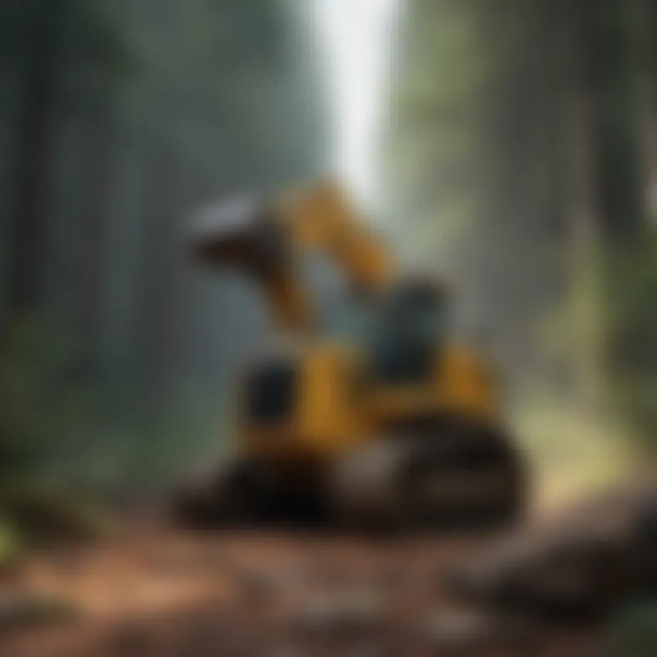 Remote control bulldozer in a forest environment