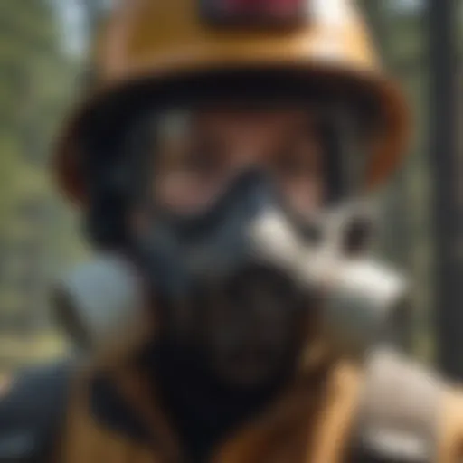 Close-up of a wildland fire respirator showcasing its filters