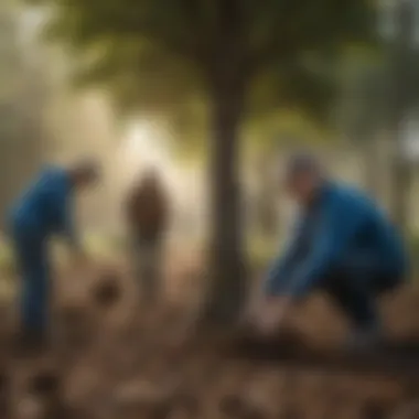 Volunteers planting trees in a community initiative.