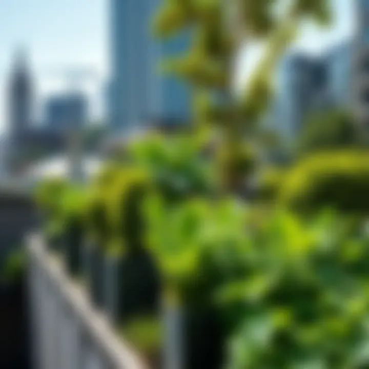 Lush green rooftop garden thriving in an urban environment