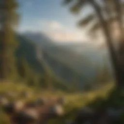 A panoramic view of Warriors Mark showcasing its lush forests and mountain backdrop