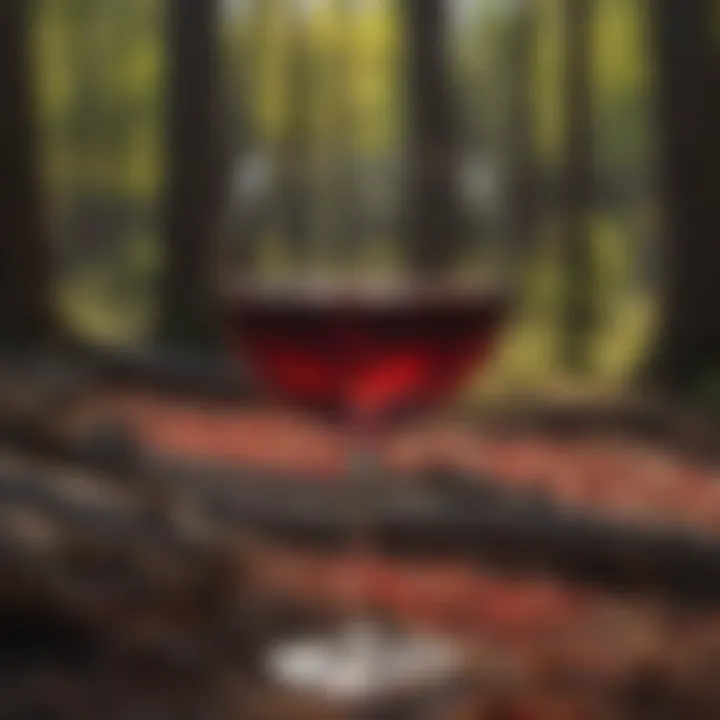 Vibrant hue of Washoe Blood Red Wine in a glass