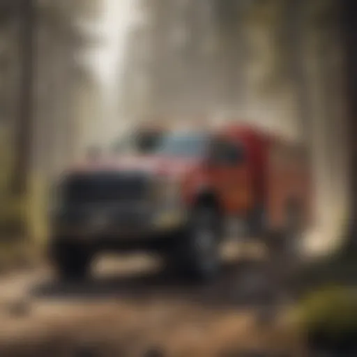 Wildland fire truck navigating rugged terrain