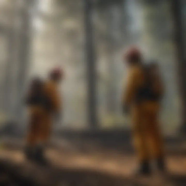 Group training session for wildland firefighters focusing on safety protocols