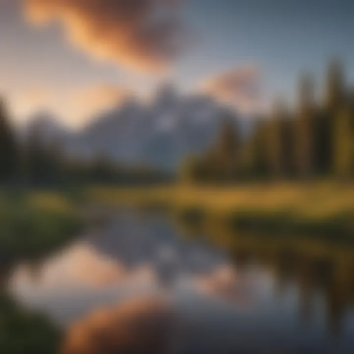 Breathtaking view of the Grand Teton mountains at sunrise